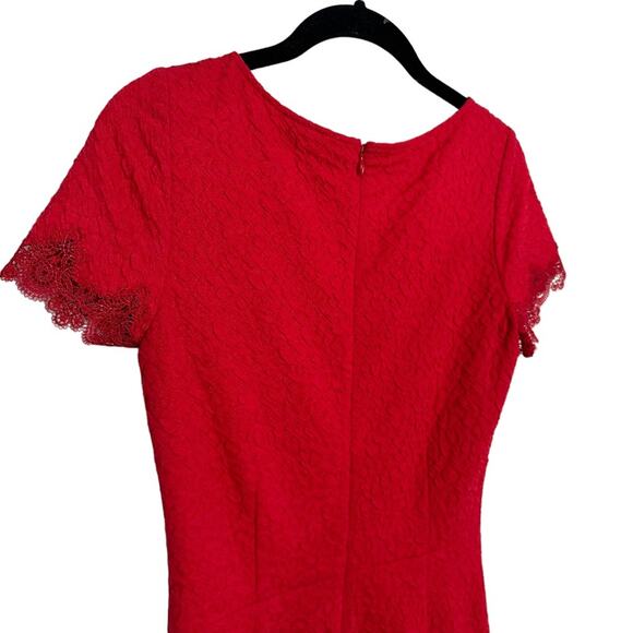 The Kooples Mini Dress size XS Cherry Red Lace Front Textured - Picture 9 of 11